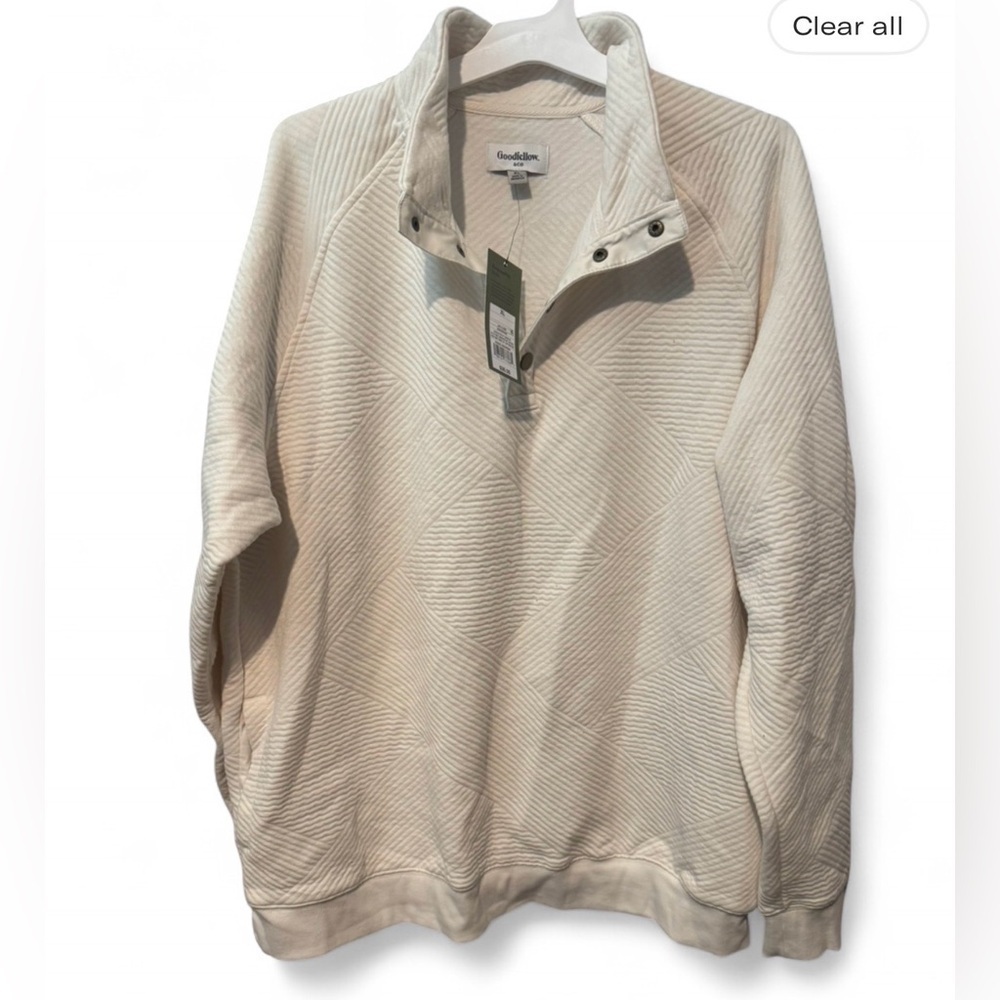 Size XXL Goodfellow & Co Men's Ivory Zip-Up Sweater with Tiny Dirt - see pic